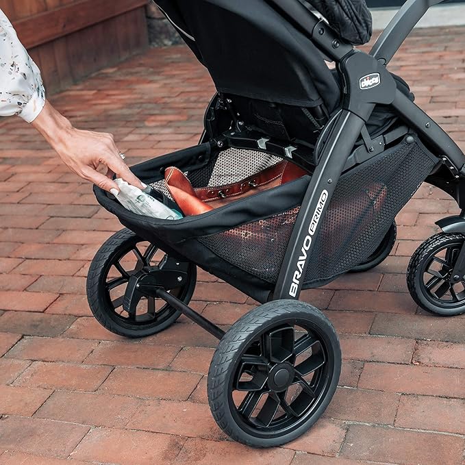 Chicco Bravo Primo Trio Travel System, Bravo Primo Quick-Fold Stroller with Chicco KeyFit 35 Zip Extended-Use Infant Car Seat, Car Seat and Stroller Combo | Springhill/Black