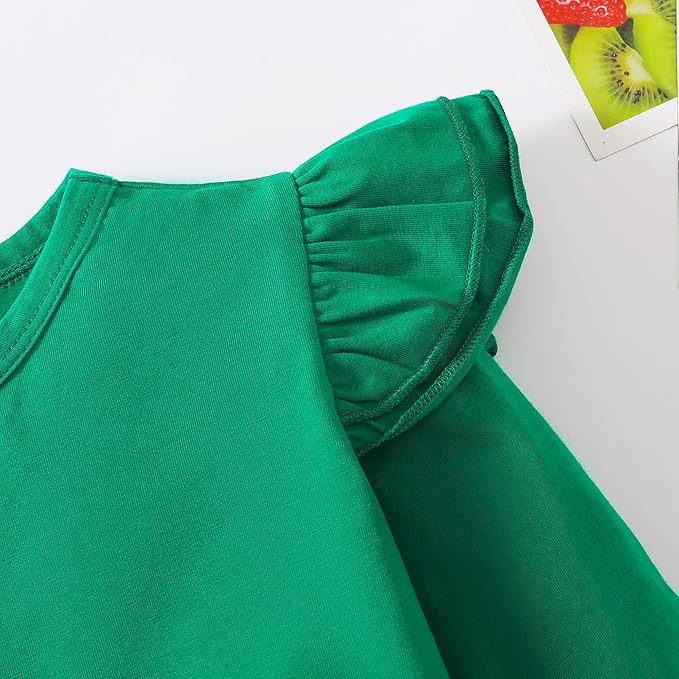 12M-14Y Toddler Baby Girls T Shirt Solid Color Blouse Ruffle Top Cotton Casual Tees Plain Shirt