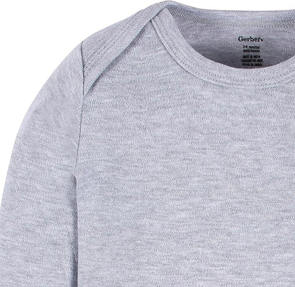 Gerber Unisex Baby Long Sleeve Solid Onesies Multi-pack Interlock 180 Gsm