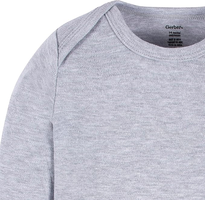 Gerber Unisex Baby Long Sleeve Solid Onesies Multi-pack Interlock 180 Gsm
