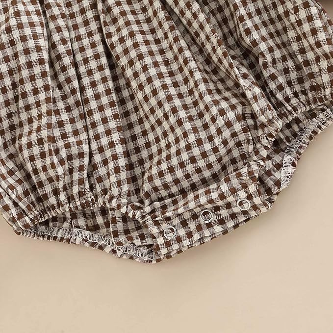 Douhoow Infant Baby Girl Plaid Romper Baby Sweatshirt Romper Ruffle Festival Clothes Fall Winter Outfits with Headband