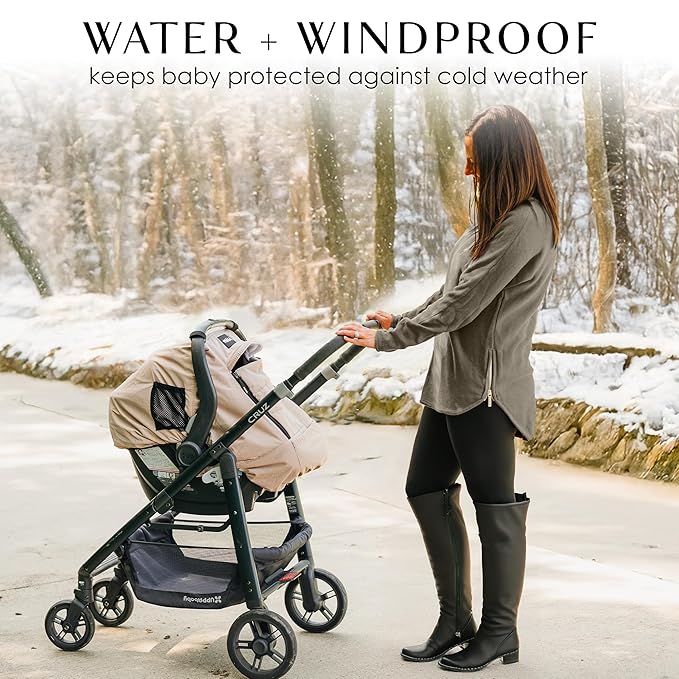 Milk Snob Winter Baby Car Seat Cover - Carseat Canopy & Stroller Cover for Babies - Waterproof, Windproof, Cozy Inner Fleece Lining - Keep Your Baby Warm, Dry & Cozy This Winter (Fawn)