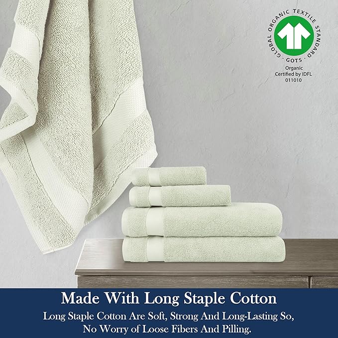 Delara Organic Cotton Luxuriously Plush Bath Towel 20 Piece Set|GOTS & Oeko-TEX Certified|Premium Hotel Quality Towels|Feather Touch Technology|650 GSM Long Staple|Soft, Quick Dry & Ultra-Absorbent