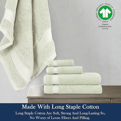 Delara Organic Cotton Luxuriously Plush Bath Towel 20 Piece Set|GOTS & Oeko-TEX Certified|Premium Hotel Quality Towels|Feather Touch Technology|650 GSM Long Staple|Soft, Quick Dry & Ultra-Absorbent