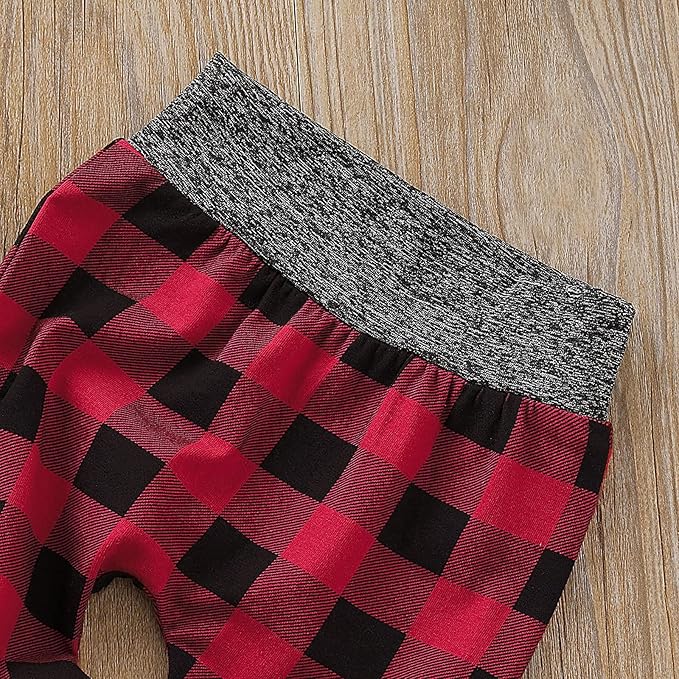 Newborn Baby Boy Clothes Fall Winter Infant Outfits Long Sleeve Hoodie Romper + Red Plaid Pants Set
