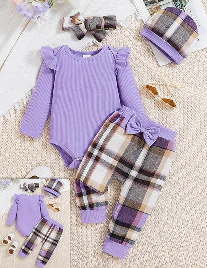 Baby Girl Clothes Newborn Infant Outfits Cute Summer Clothes Spring Romper Set+Hat+Headband
