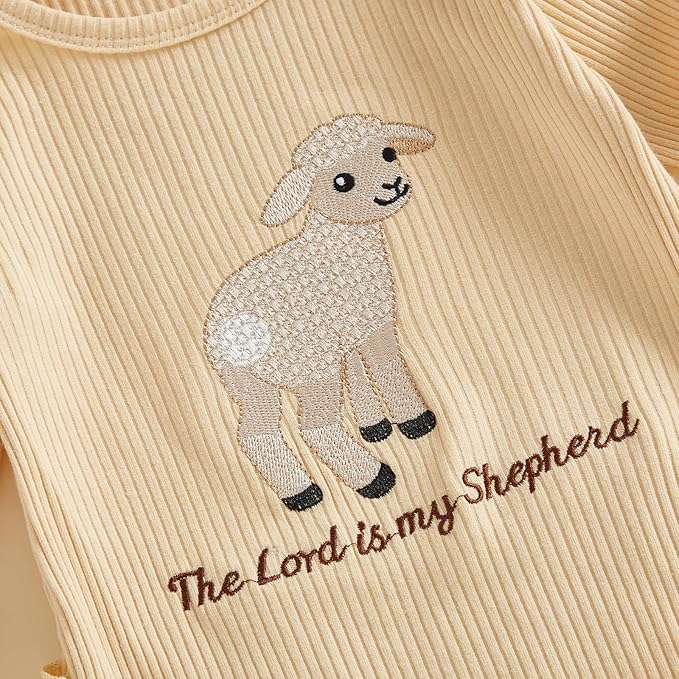 allshope Infant Baby Girl Fall Outfit Romper Ribbed Embroidery Onesie Jumpsuit Long Sleeve Bodysuit Cute Newborn Clothes