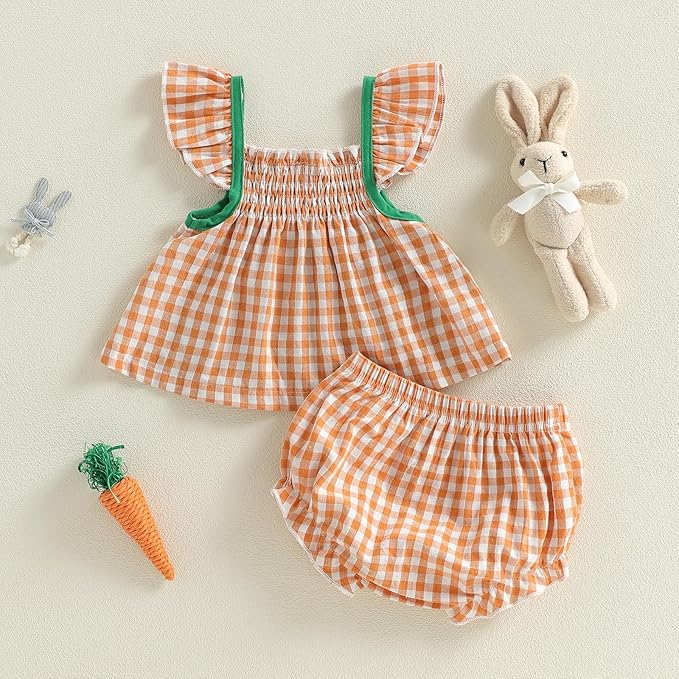 Mubineo Baby Girl Summer Clothes Cute Ruffle Tops Dress Shorts Outfits Set Infant Toddler Shrit Bloomers Princess Outfit