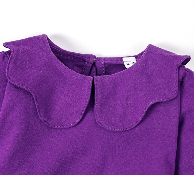 0-24M Infant Girls Ruffle Collar Bodysuit Baby Girl Casual Romper Toddler Solid Color Jumpsuit Winter Clothes