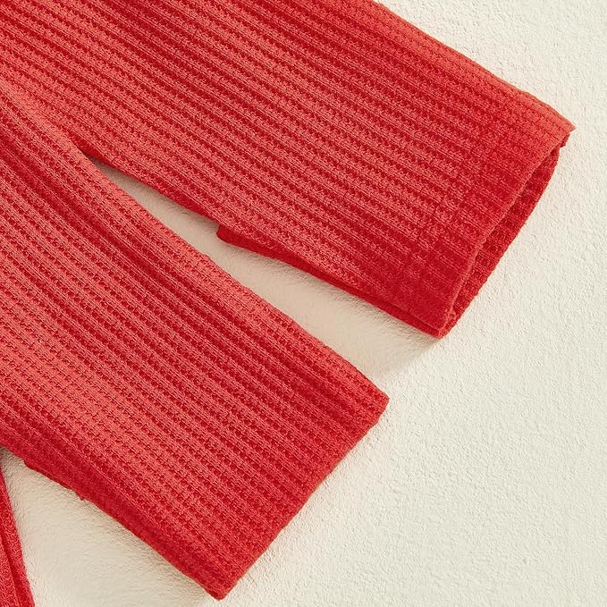 Baby Valentines Outfit Girl Boys Long Sleeve Footie Rib Onesie knot Hat Spring Clothes Newborn Outfits Infant Set