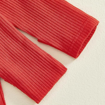 Baby Valentines Outfit Girl Boys Long Sleeve Footie Rib Onesie knot Hat Spring Clothes Newborn Outfits Infant Set