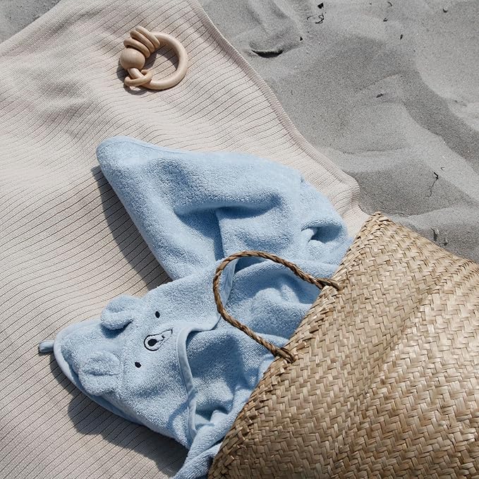 Baby Hooded Towel – Organic Cotton Baby Bath Towels, 32" x 32" Super-Soft and Absorbent Baby Towels for Newborn 2-Pack (Rabbit Blush/Bear Baby Blue)