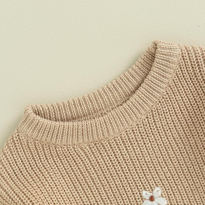 Mubineo Baby Girl Winter Clothes Cute Flower Sweater Crewneck Pullover Long Sleeve Knit Newborn Infant Sweaters