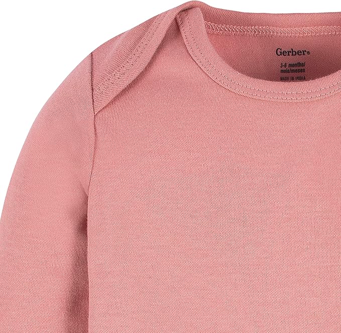 Gerber Unisex Baby Long Sleeve Solid Onesies Multi-pack Interlock 180 Gsm