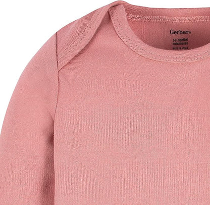 Gerber Unisex Baby Long Sleeve Solid Onesies Multi-pack Interlock 180 Gsm
