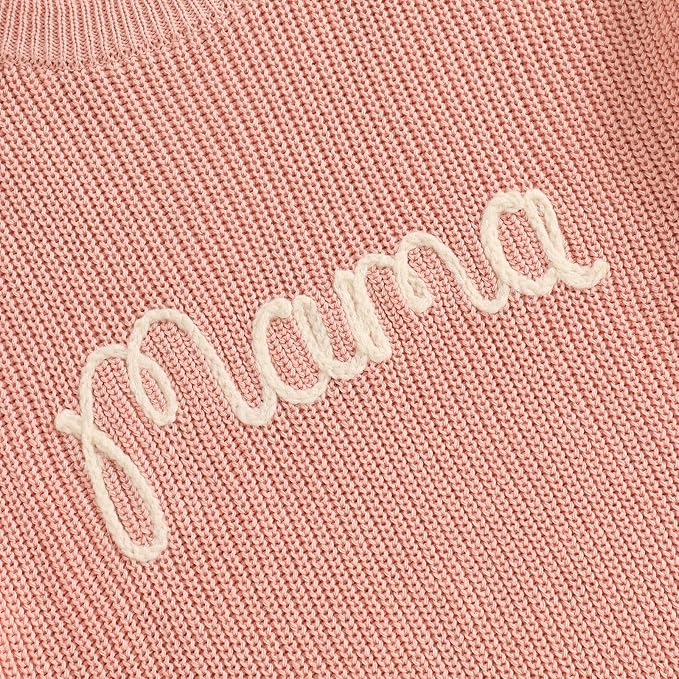 Mommy and Me Sweater Matching Family Outfit Long Sleeve Knit Sweater Pullover Mom and Baby Clothes