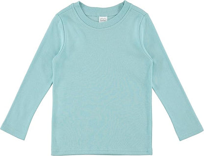 Cudlie 5-Pack Infant/Toddler Girl Long Sleeve Shirt - Basic Baby Tees, Blouses, Tops - Solid Print & Ruffled Tshirts