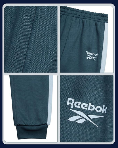 Reebok Baby Boy Pants Set - 3 Piece Tricot Fleece Jogger Pants Short Sleeve T Shirt & Track Jacket for Toddlers & Infants