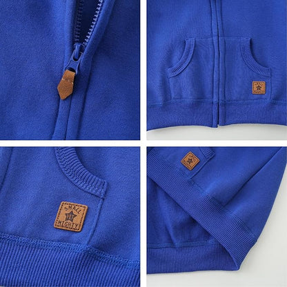 Baby Hoodie Sherpa Lined Zip up Light Fleece Jacket Solid Bear Coat Fall Winter 3-24 M