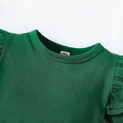 Baby Girl Clothes Infant Ruffle Sleeve Romper Dress Newborn Solid Tutu Skirt Sets Jumpsuit Headband Outfit