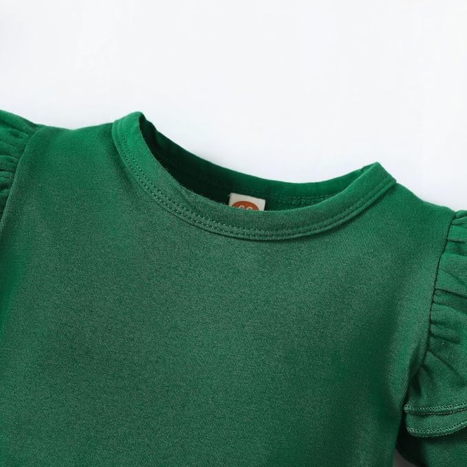 Baby Girl Clothes Infant Ruffle Sleeve Romper Dress Newborn Solid Tutu Skirt Sets Jumpsuit Headband Outfit