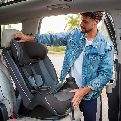 Safety 1st Grow and Go All-in-One Slim Convertible Car Seat, Rear Facing, 5-40 lbs, Forward Facing (30–65 lbs), High Back Booster Seat 40-100 pounds, Green Gables