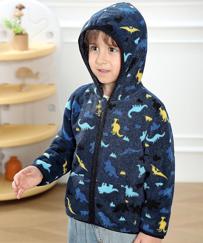 Feidoog Toddler Fleece Jacket Baby Boys Girls Hooded Zipper Long Sleeve Thick Warm Outerwear