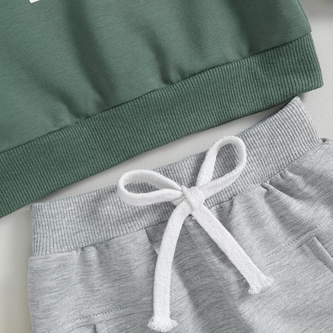 Murnouche Toddler Baby Boy Fall Winter Outfits Letter Crewneck Sweatshirt Casual Pants 2Pcs Clothes Set