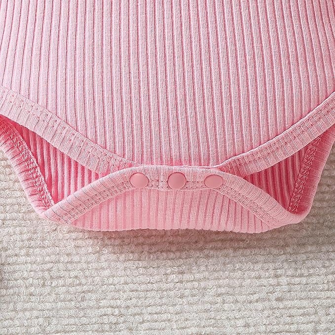 ChuYuKu Baby Girls Newborn Long Sleeve Romper Infant Winter Clothes Floral Pants Outfits with Headband & Mittens 0-6M