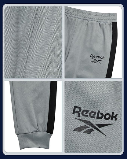 Reebok Baby Boy Pants Set - 3 Piece Tricot Fleece Jogger Pants Short Sleeve T Shirt & Track Jacket for Toddlers & Infants