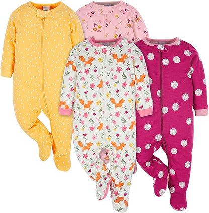 Onesies Brand baby-girls 4-pack Sleep 'N Play Footies Multi Pack