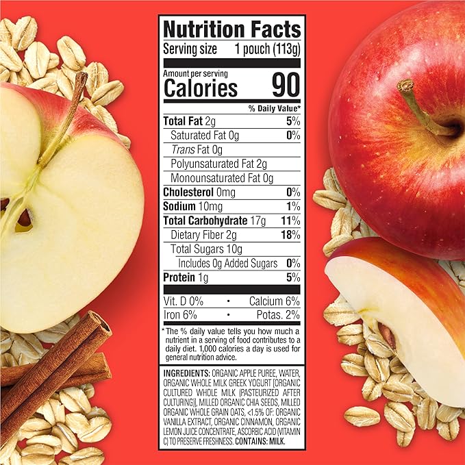 Happy Baby Organics Clearly Crafted Stage 2 Baby Food, Bananas, Raspberries & Oats (Pack of 16) & Happy Tot Organics Super Morning Stage 4, Apple Cinnamon, Yogurt, Oats Pack of 8)