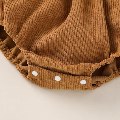 Tiny Cutey Newborn Baby Girl Clothes Bell Sleeve Romper and Corduroy Overalls Shorts Infant Girl Fall Outfits