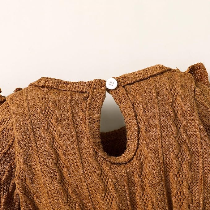 Happy Town Baby Girl Romper Infant Fall Winter Clothes Ruffle Sweater Long Sleeve Bodysuit Jumpsuit and Headband