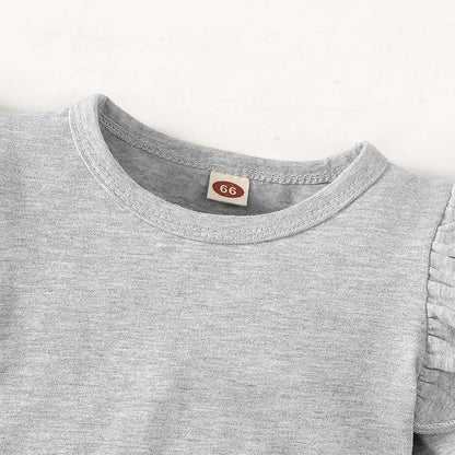 Baby Girl Solid Color Romper Infant Ruffle Sleeve Bodysuit One Piece Outfit Toddler Jumpsuit clothes