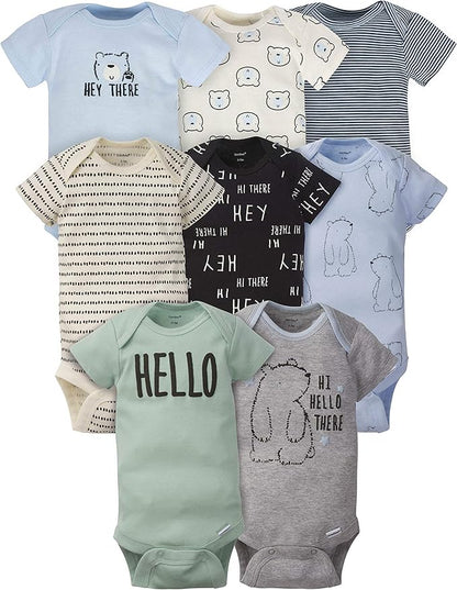 Gerber unisex-baby 8-pack Short Sleeve Onesies Bodysuits