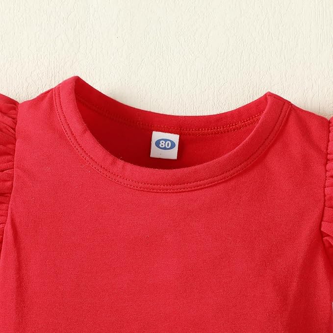 Magic Park 0-24M Infant Girl Romper Baby Girls Solid Color Bodysuit Toddler Ruffle Jumpsuit Shirts Casual Tops Baptism Shirt