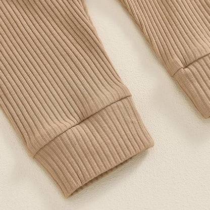 Newborn Baby Boy Girl Clothes Ribbed Knitted Long Sleeve Romper Pants Solid Cotton Infant Fall Winter Outfits 2Pcs