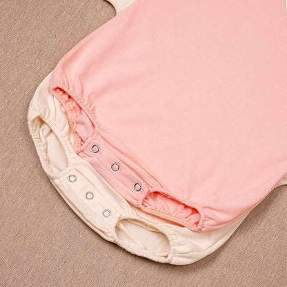 Baby Girl Romper Set 2-Pack Cotton Bodysuits, Long Sleeve & Short Plain Outfit, Newborn Infant Outfit for Girls