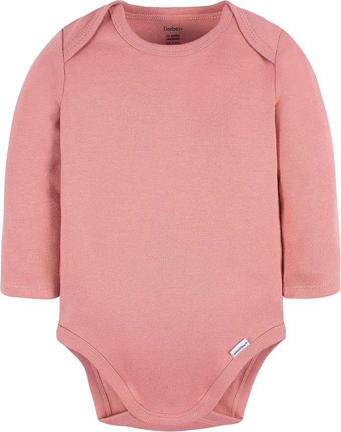 Gerber Unisex Baby Long Sleeve Solid Onesies Multi-pack Interlock 180 Gsm