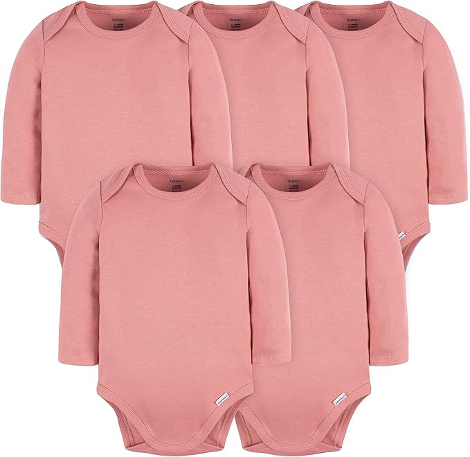 Gerber Unisex Baby Long Sleeve Solid Onesies Multi-pack Interlock 180 Gsm