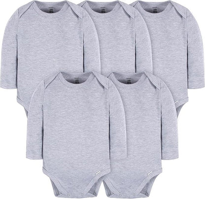 Gerber Unisex Baby Long Sleeve Solid Onesies Multi-pack Interlock 180 Gsm